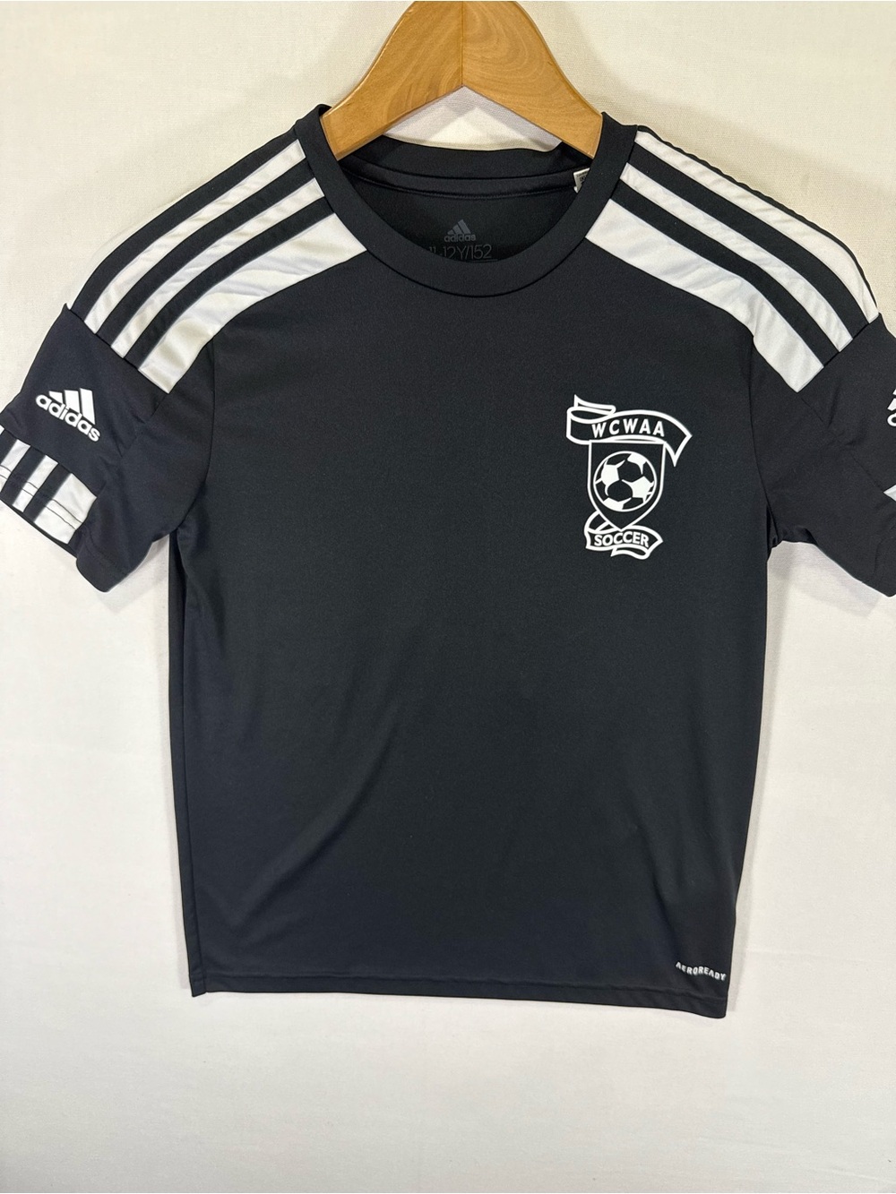 adidas Black and White Kids Soccer Jersey with WCWAA Crest